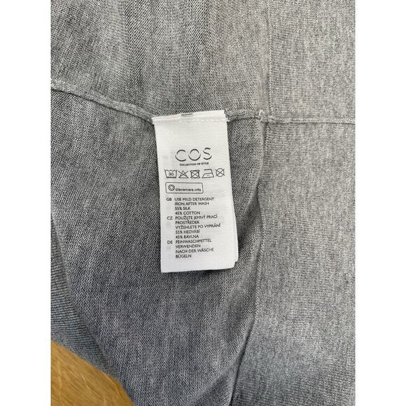 COS Cardigan Sweater Womens Size M Grey Silk Cotton Boyfriend Knit Minimalist - Picture 5 of 7